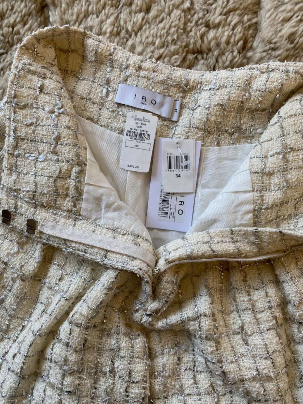 NWT Iro Xaga Tweed Trouser Shorts in Ecru Silver - 34 - Picture 7 of 9